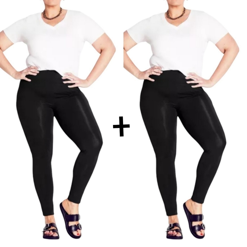 2 Avenue Plus Size S/M Black Velvet Soft Cozy Leggings Lagenlook Warm 160-220LBS